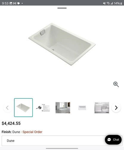 Kohler K-855-0 Tea-For-Two 66" Drop In/Undermount Cast Iron Soaking Tub