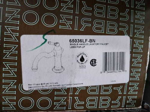 Brizo 65036LF-BN Single Hole Bathroom Faucet Less Drain Assembly