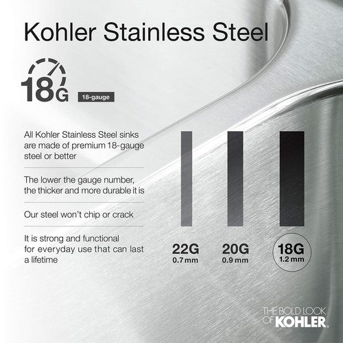 KOHLER 5290-NA Undertone 31-1/4-Inch x 17-7/8-Inch x 9-5/16-Inch Large Undermoun