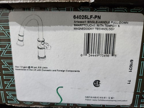 Brizo 64025LF-PN Pull-Down Kitchen Faucet with On/Off Touch Activation and Magne