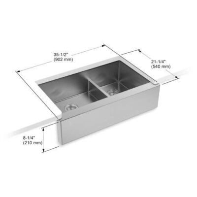KOHLER K-5416-NA Strive Self-Trimming Farmhouse SmartDivide Undermount Large