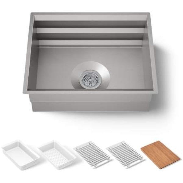 Kohler K-23650-NA Prolific 23 Undermount Single Basin Stainless Steel Kitc @