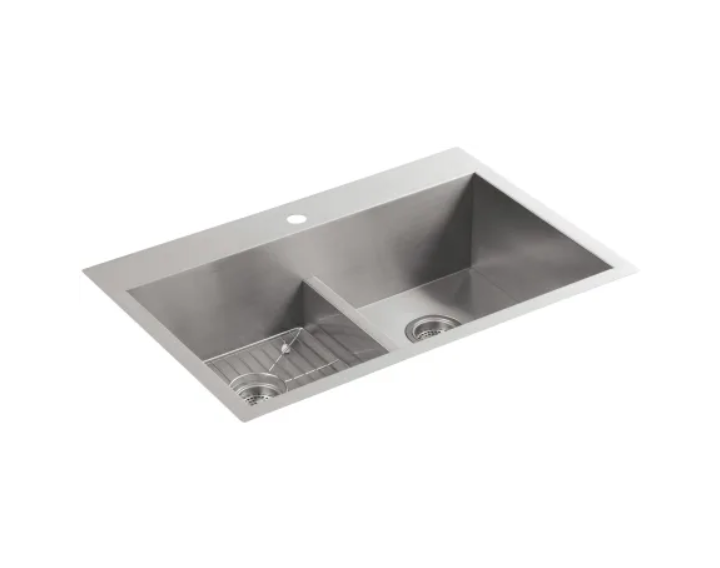 Kohler K-3838-1-NA Vault 33" Double Equal Basin Top-Mount-Under-Mount 1