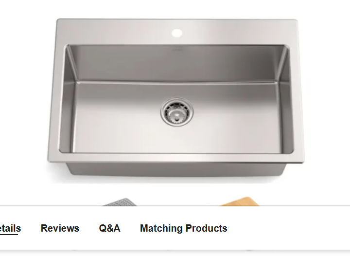 Kohler K-28902-1AC-NA Bentham 33" Undermount Single Basin Stainless Stee