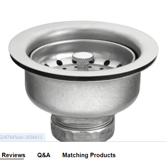 Moen 22037 Stainless Steel 3-1/2" Basket Strainer with Drain Assembly