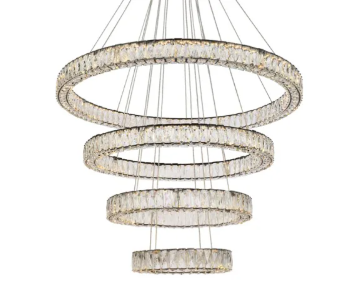 Elegant Lighting 3503G41BK Monroe 4 Light 42" Wide LED Crystal Ring Cha