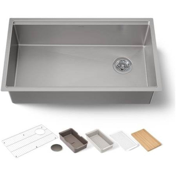 Kohler K-33662-PC-NA Strive 32 Undermount Single Basin Stainless Steel Wor $