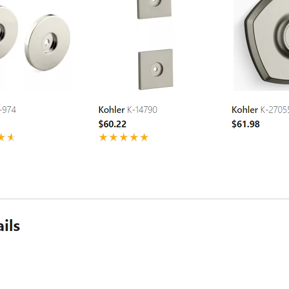 Kohler k-349-BN Slide Bar Trim Kit for Forte and Bancroft Collections