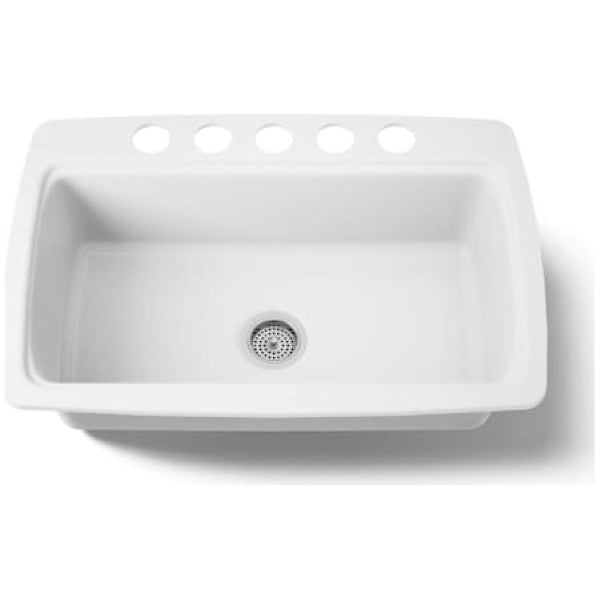 Kohler K-5864-5U-0 Cape Dory 33 Single Basin Under-Mount Enameled Cast-Iro !