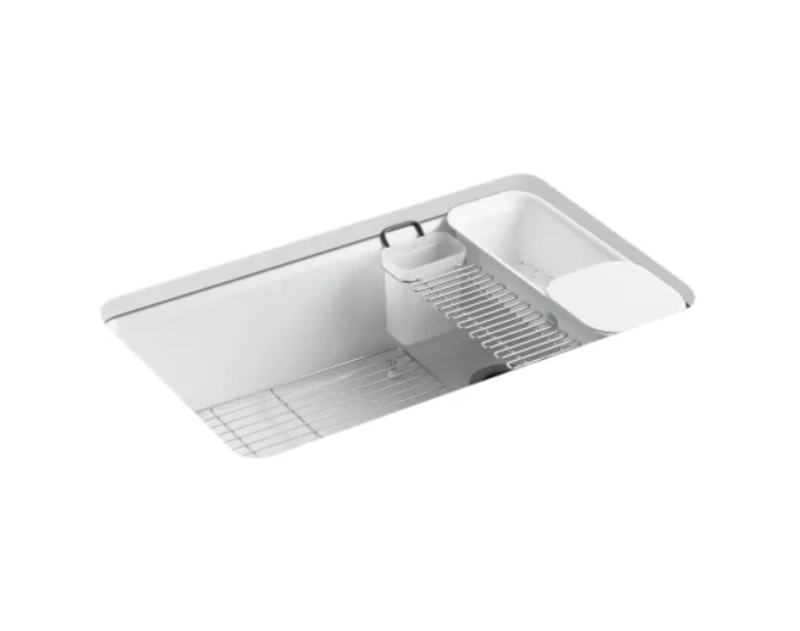 Kohler K-5871-5UA3-0 Riverby 33" Undermount Single Basin Enameled Cast
