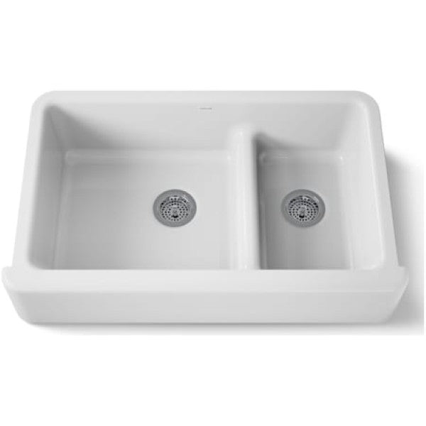 Kohler K-6427-0 Whitehaven 35-11-16 Self-Trimming Farmhouse Double Basin A @