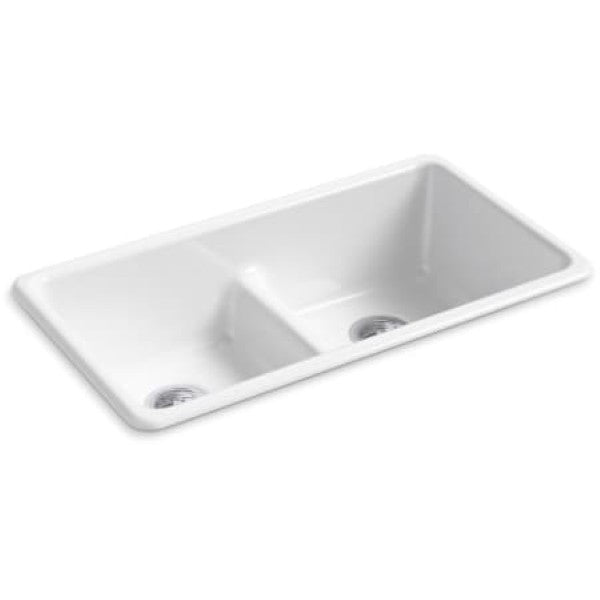 Kohler K-5312-0 Iron-Tones 33 Drop In Smart Divide Double Basin Enameled C !