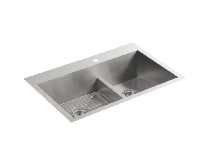 Kohler K-3839-1-NA Vault 33" Double Basin Top-Mount-Under-Mount 18-Gau
