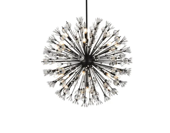 Elegant Lighting 2500D38BK Vera 24 Light 38" Wide Crystal Sputnik Chand