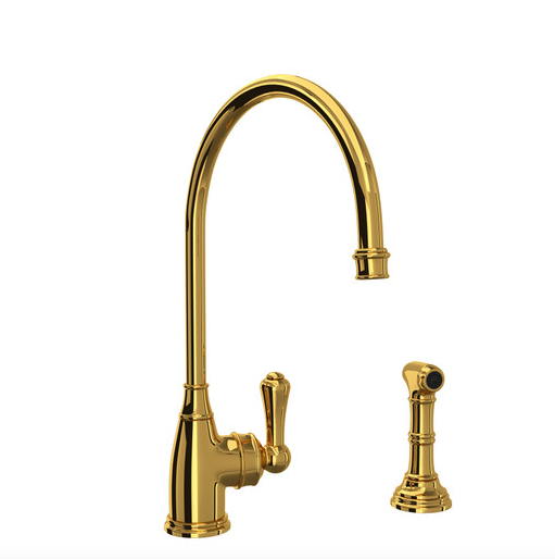 Perrin and Rowe U.4702ULB-2 Single Hole Kitchen Faucet UNLACQUERED BRASS