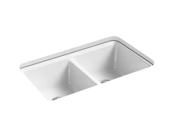 Kohler K-8679-5UA3-0 Riverby 33" Undermount 50-50 Double Basin Enameled