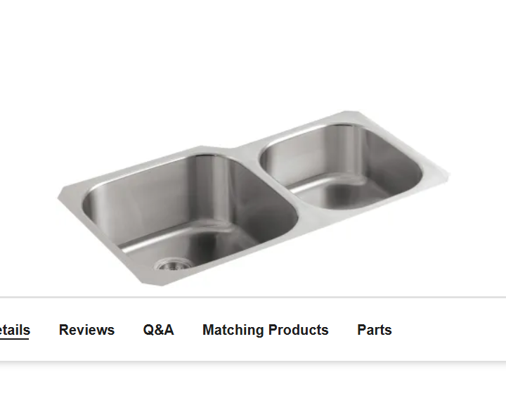 Kohler K-3356-NA Undertone 35" Double Basin Under-Mount 18-Gauge Stain