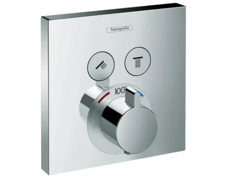 Hansgrohe 15763001 ShowerSelect Square Thermostatic Valve Trim with On-Off Se