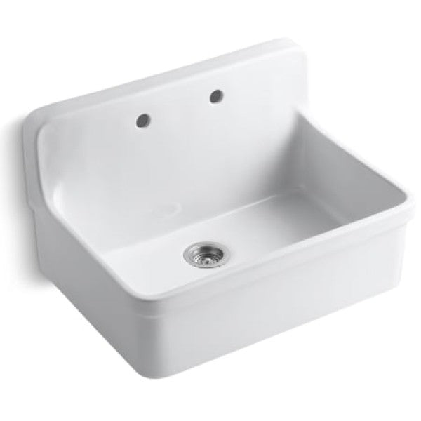 Kohler K-12700-0 Gilford 30 Single Basin Wall-Mount-Top-Mount Kitchen Sink w