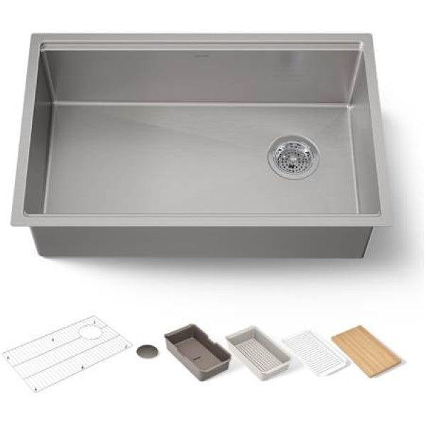 Kohler K-33660-PC-NA Strive 29 Undermount Single Basin Stainless Steel Kit