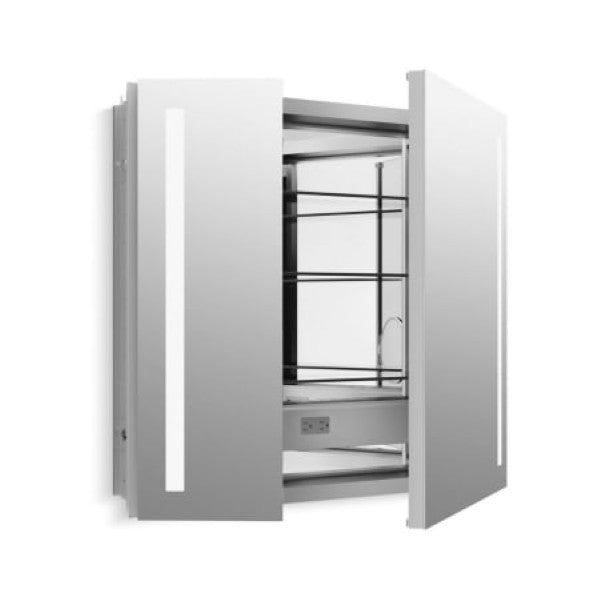 Kohler K-99009-TLC-NA Verdera 34" x 30" Lighted Two Door Medicine Cabinet with Two Shelves, Built-in Outlets and Flip Out Magnifying Mirror - CA Title 24 Compliant