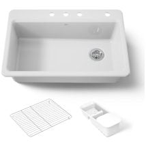 Kohler K-5871-4A2-0 Riverby 33" Single Basin Top-Mount Enameled Cast-Iron Kitche