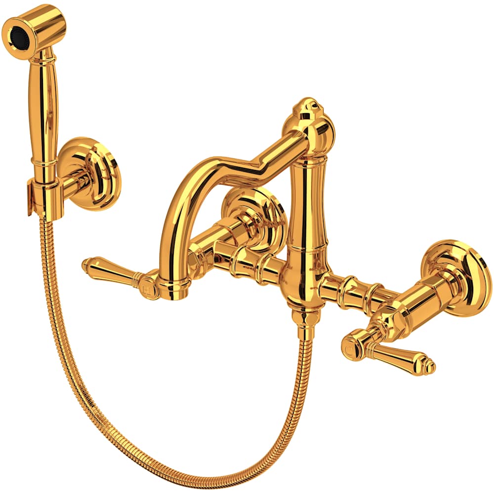 Rohl A1456LMWSTCB-2 Acqui 1.5 GPM Wall Mounted Bridge Kitchen Faucet Tuscan