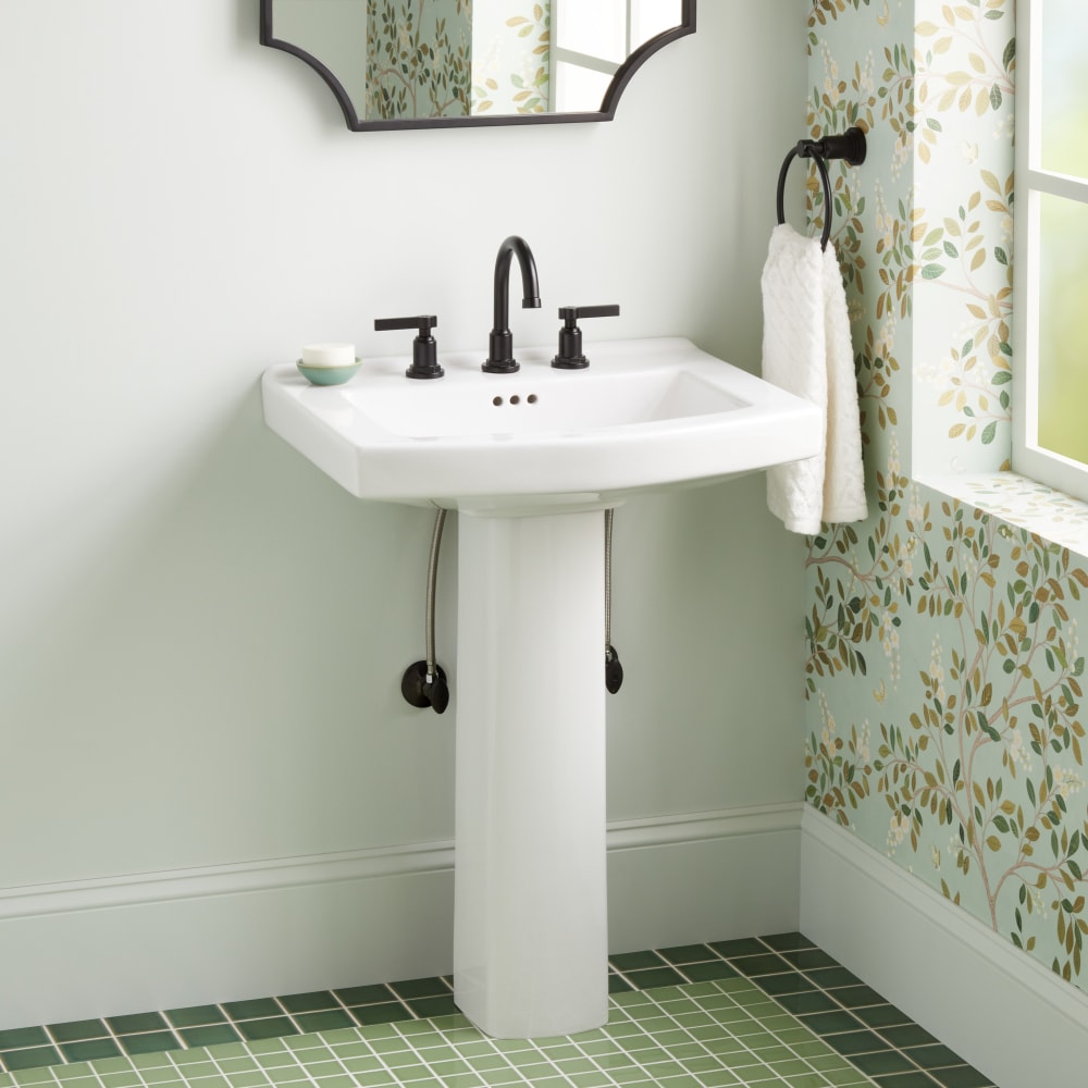Signature Hardware 484642 Pennfield 24" Porcelain Pedestal Bathroom Sink with Ov