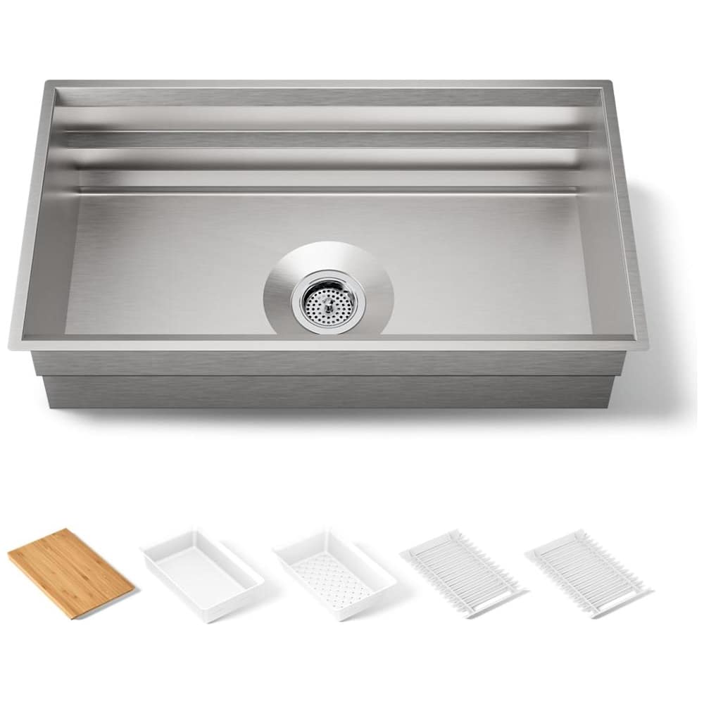 Kohler K-5540-NA Prolific 33" Workstation Single Basin Undermount Kitchen Sink w