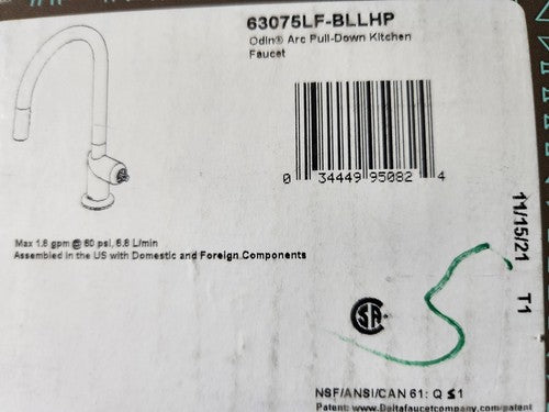 Brizo 63075LF-BLLHP Pull-Down Faucet with Arc Spout, Less Handle