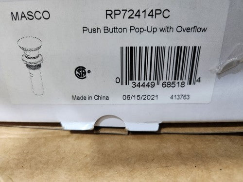 BRIZO RP72414PC Pop-Up Drain Assembly with Overflow Hole