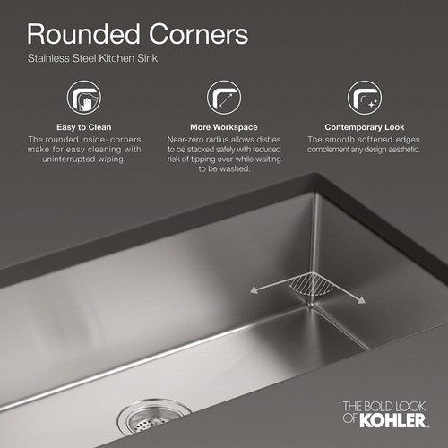 KOHLER K-5416-NA Strive Self-Trimming Farmhouse SmartDivide Undermount Large