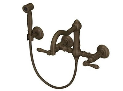 Rohl A1456LMWSTCB-2 Acqui 1.5 GPM Wall Mounted Bridge Kitchen Faucet Tuscan
