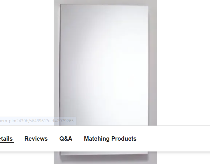 Robern PLM2430GRE PL 23-1-4" x 30" Frameless Medicine Cabinet Right Hin