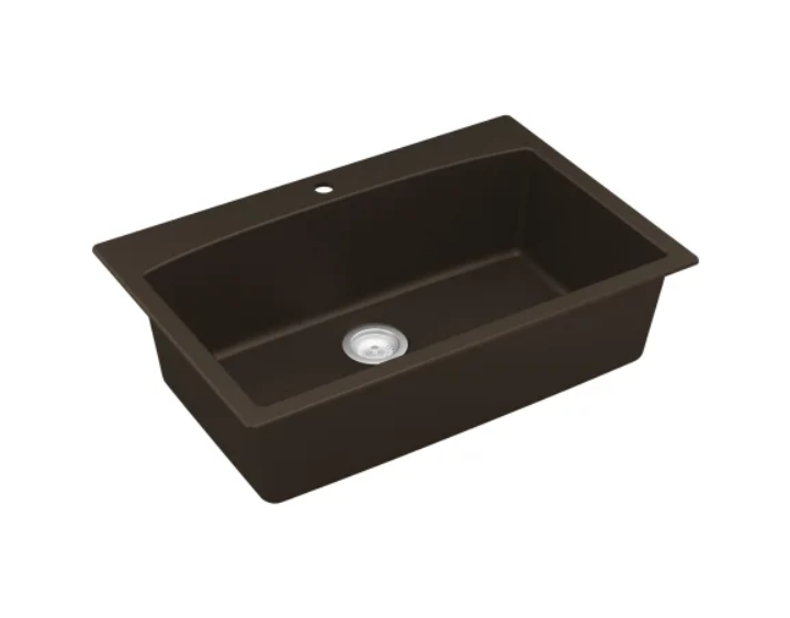 Karran USA QT-712-BR Quartz QT 33" Drop In Single Basin Quartz Composi