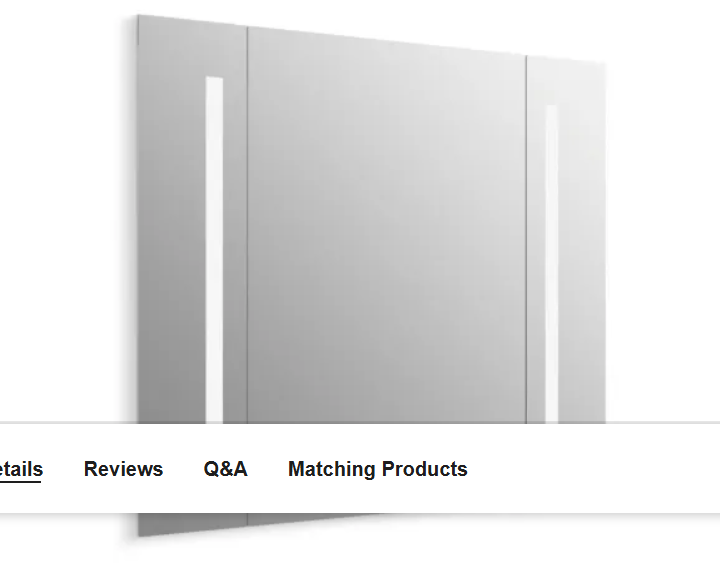 Kohler K-99573-TLC-NA Verdera 40" W x 33" H Modern Rectangular Frameless