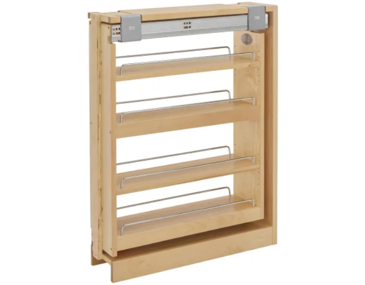 Rev-A-Shelf 432-BFSC-6C Wood Classics 6"W Wood Base Filler Pull Out Between Cabinet Organizer for - Remodel Kitchen Applications with Soft Close