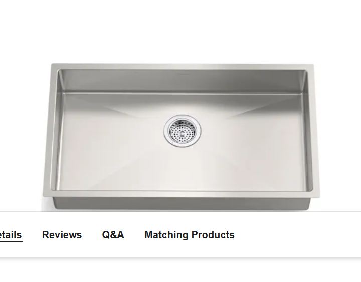 Kohler K-33158-NA Strive 32" Undermount Single Basin Stainless Steel Kitch