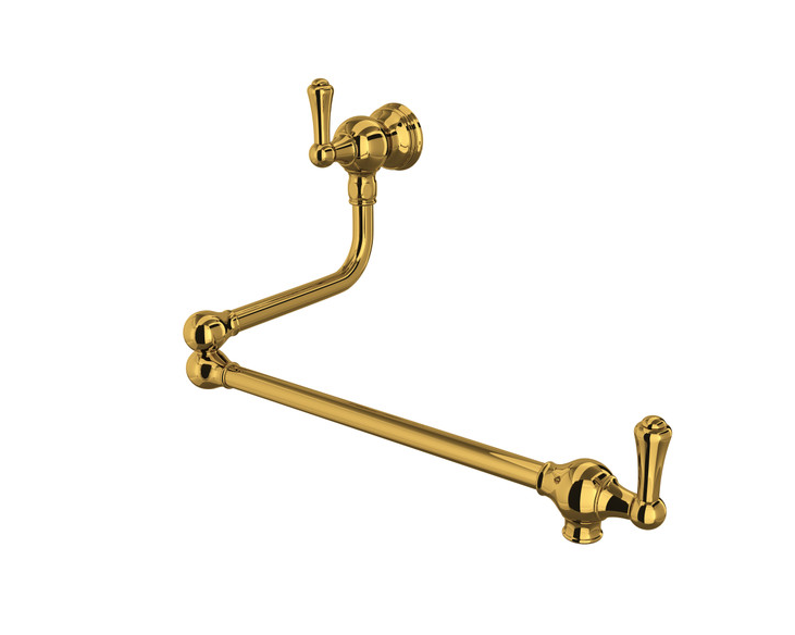 Perrin and Rowe U.4799LS-ULB-2 Wall Mount SwingArm Pot Filler UNLACQUERED BRASS