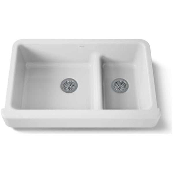Kohler K-6426-0 Whitehaven 35-1-2 Self-Trimming Farmhouse Double Basin Ename