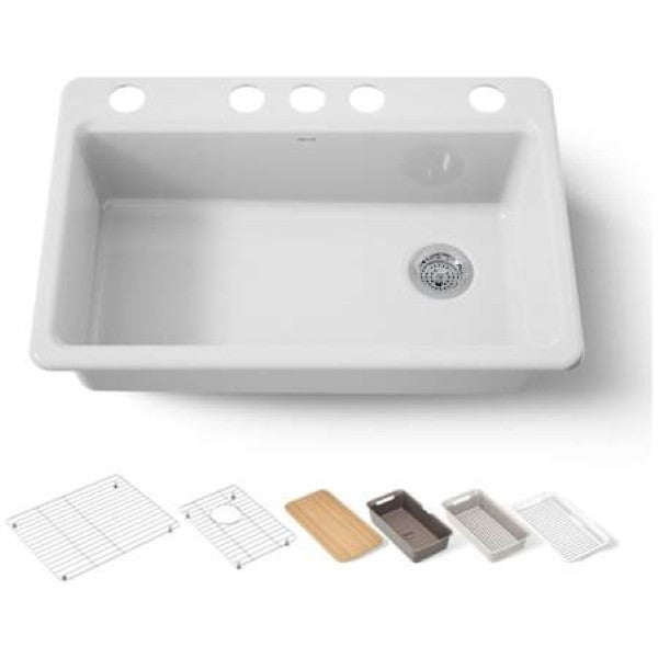 Kohler K-5871-5UPC-0 Riverby 33 Undermount Single-Bowl Workstation Kitchen S