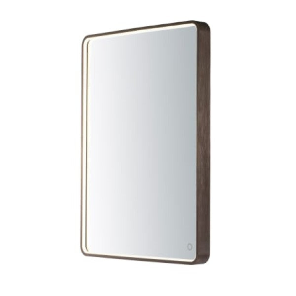 ET2 E42014-90BRZ Mirror 23-3-4" W x 31-1-2" H Contemporary Rectangular Metal Framed Bathroom Wall Mirror with LED Lighting