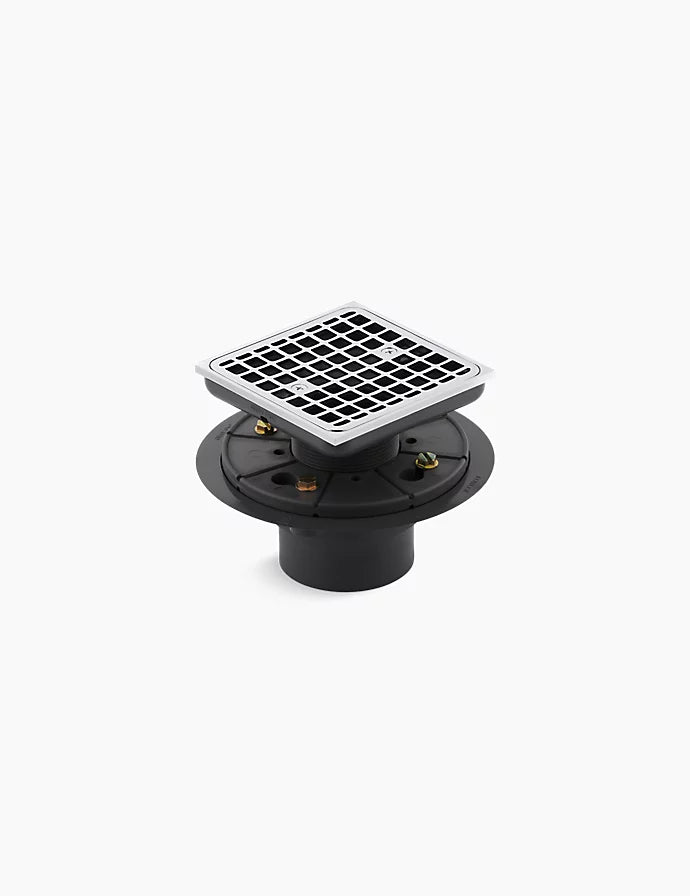 Kohler K-9136-CP Clearflo Square Design Tile-In Shower Drain