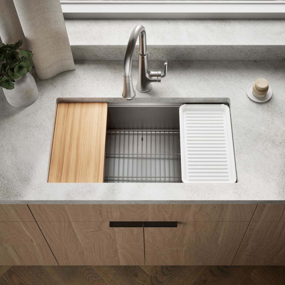 Kohler K-33662-PC-NA Strive 32" Undermount Single Basin Stainless Steel Workstat
