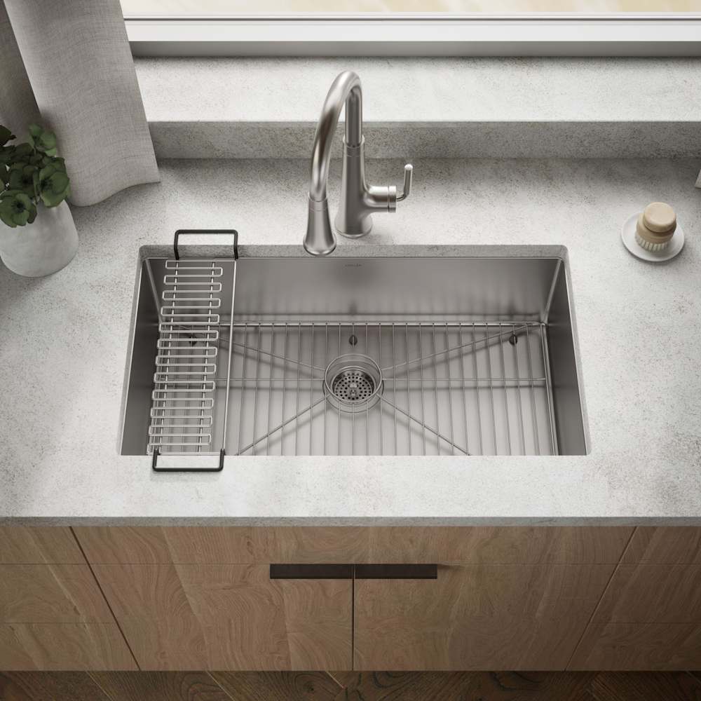 Kohler K-5285-NA Strive 32" Single Basin Undermount 16-Gauge Stainless Steel Kit
