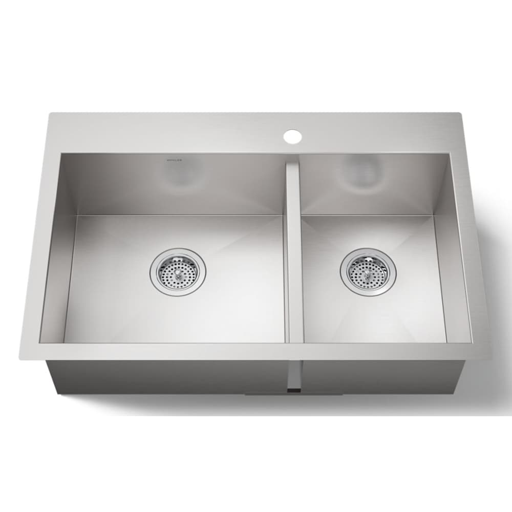 Kohler K-3823-1-NA Vault 33" Double Basin Top-Mount-Under-Mount 18-Gauge Stainle